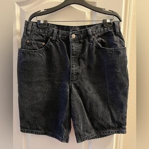 Black denim shorts